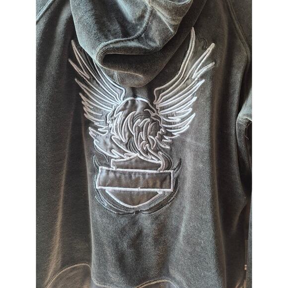 Harley-Davidson Velvet jacket with satin trim embroidered logo womens sz large - Picture 5 of 6